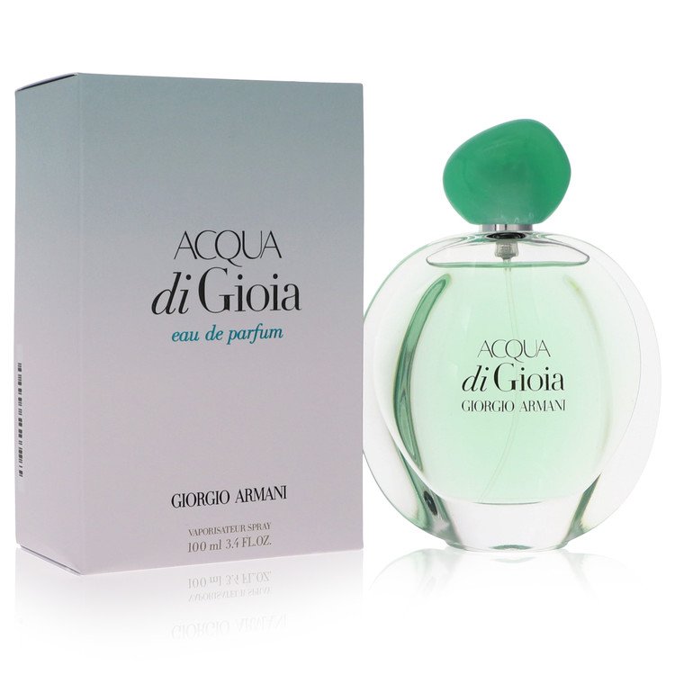 Acqua di Gioia eau de parfum spray bottle with green cap and matching box