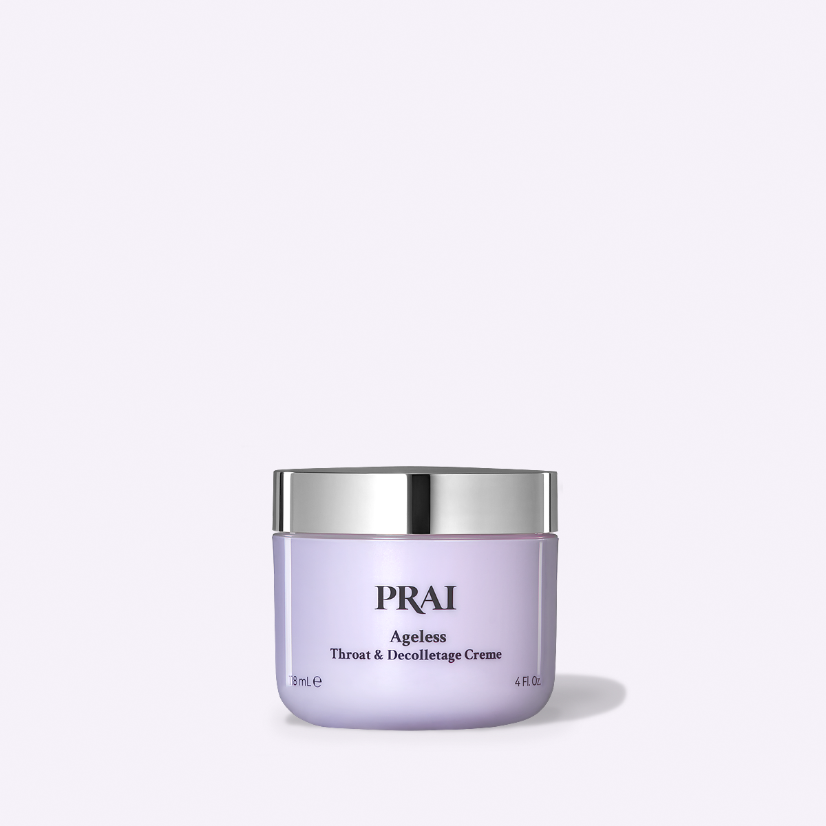 PRai Ageless throat & décolletage crème jar with silver lid, 18 mL size