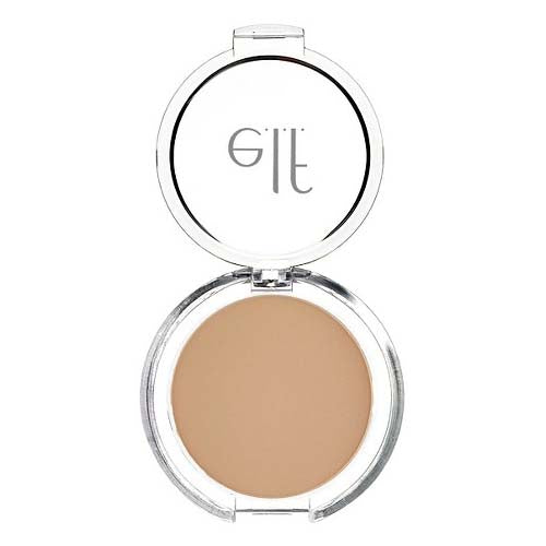 Setting powder compact with medium beige powder and silver mirrored lid