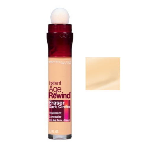 Under-eye liquid concealer with brush applicator, light yellow-beige shade