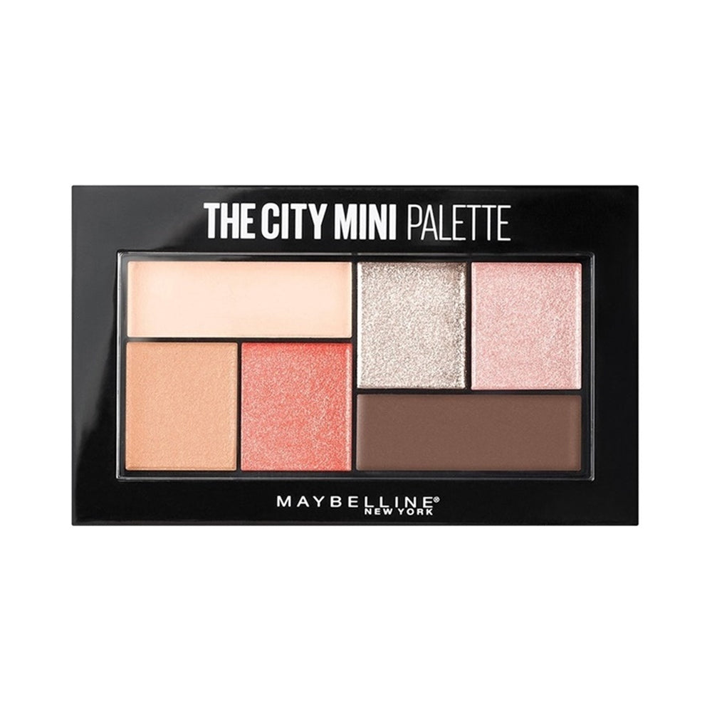 Maybelline City Mini eyeshadow palette with peach, pink, nude brown, shimmer