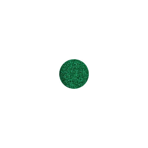 Loose green glitter makeup, glittery round swatch