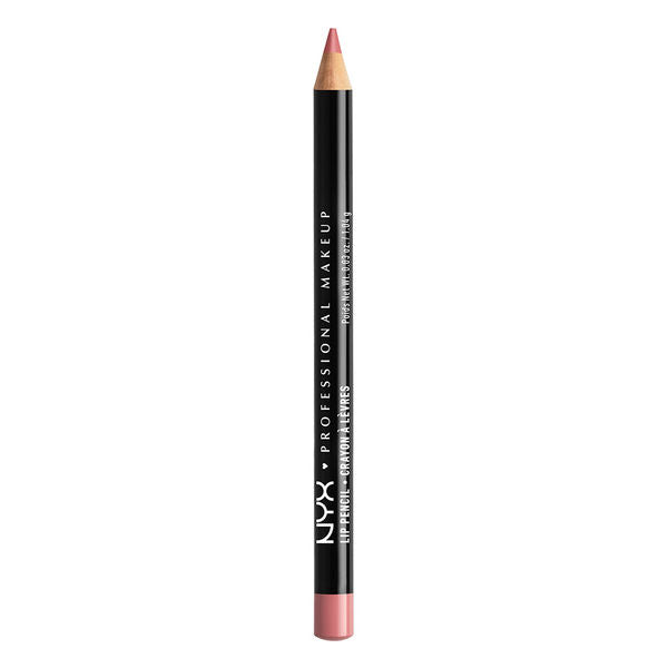 NYX Slim lip pencil in rose pink with tapered colored tip and black casing