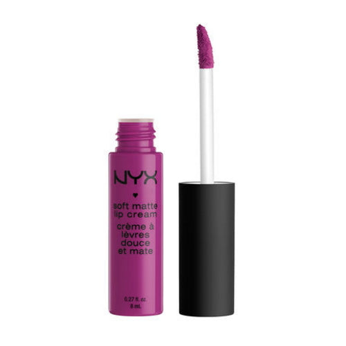 NYX Soft Matte Lip Cream in Seoul, deep magenta tube and doe-foot applicator