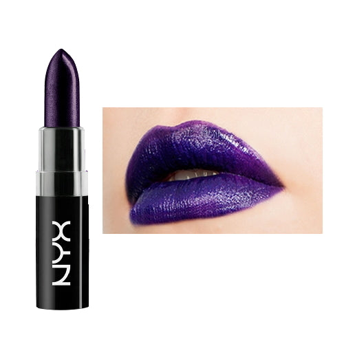 Metallic violet lipstick with lip swatch