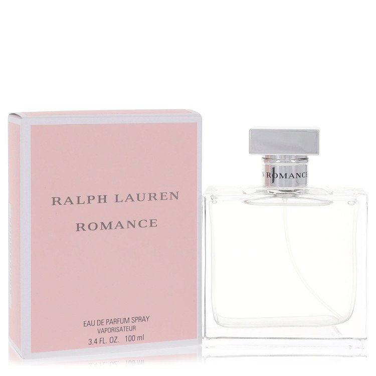 Ralph Lauren Romance eau de parfum spray bottle with pink label, 3.4 oz (100 ml)