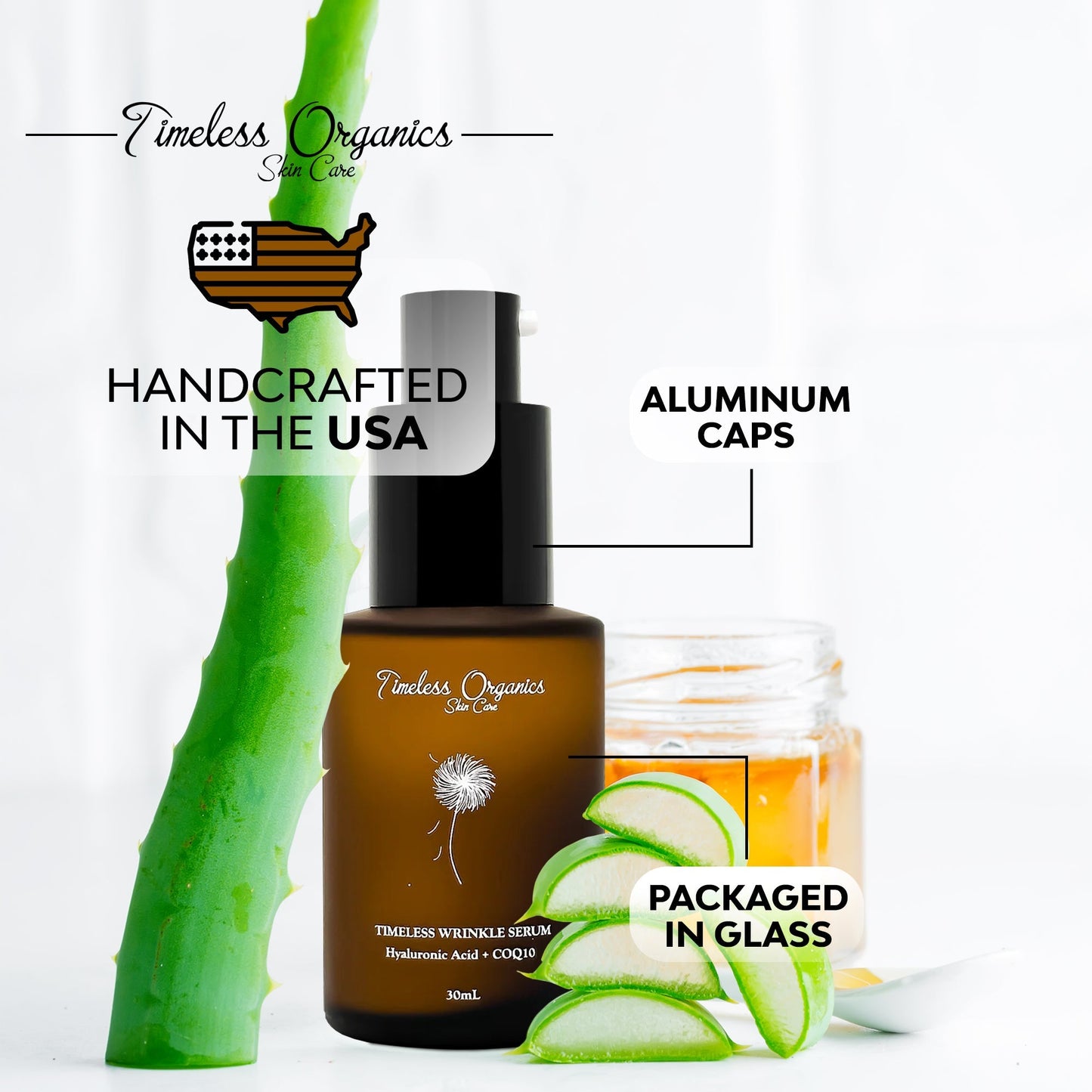 Nighttime wrinkle repair serum bottle with amber liquid and black pump dispenser