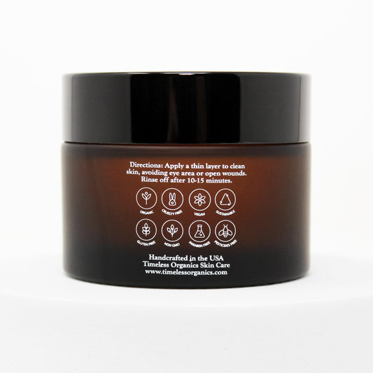 Rejuvenating enzyme gel face mask jar back with usage icons and website