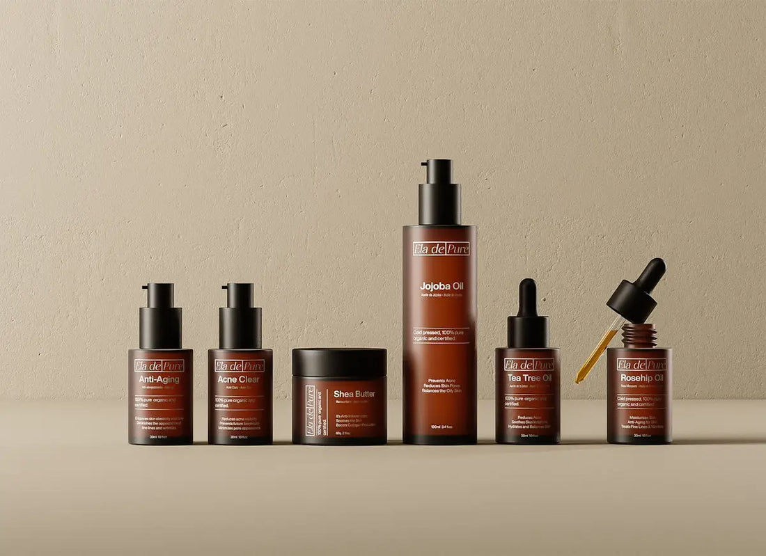 A group of bottles of different types of skin care