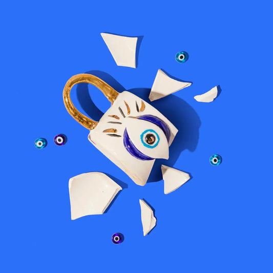 blue and white cat with blue eyes illustration