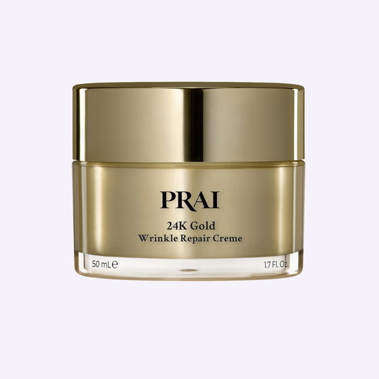 Gold cream jar with PRai label, 24K wrinkle repair, 50 mL