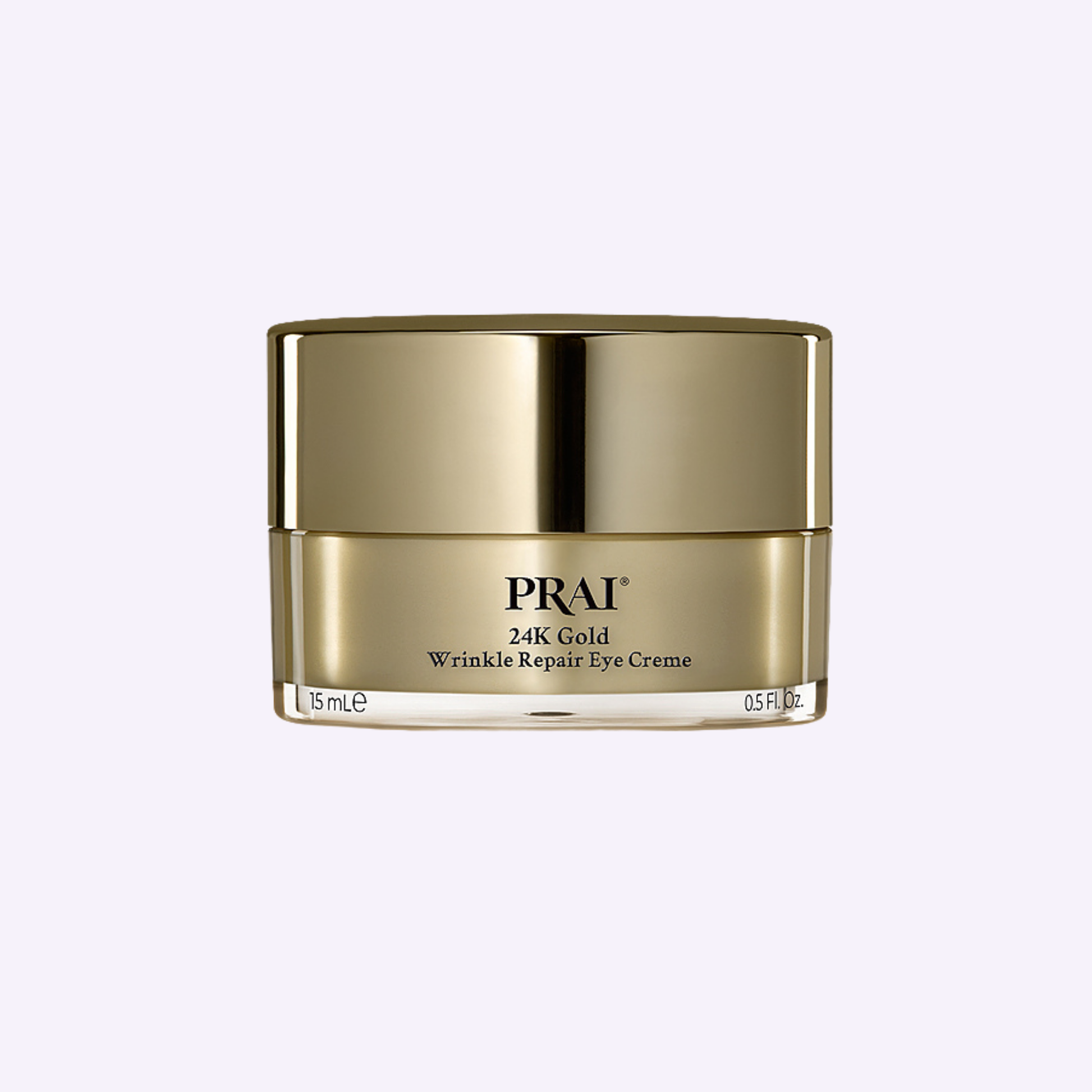PRAI 24K gold wrinkle repair eye cream jar, shiny gold container