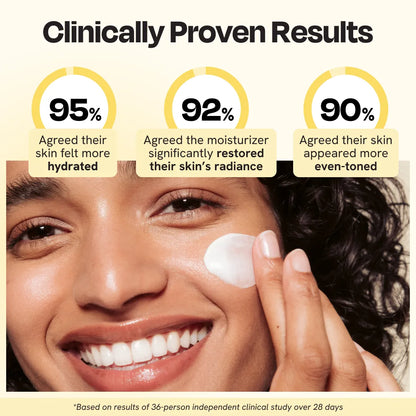 Hydrating face moisturizer applied as white cream on cheek, close-up