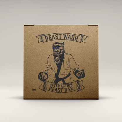 Kraft soap bar box with Beast Wash logo and 6 oz marking