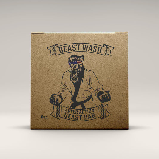 Kraft soap bar box with Beast Wash logo and 6 oz marking