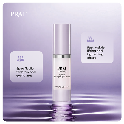 Ageless Eye Tight Uplift Serum bottle with icons for brow and eyelid area