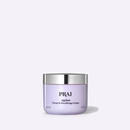 PRai Ageless throat & décolletage crème jar with silver lid, 18 mL size