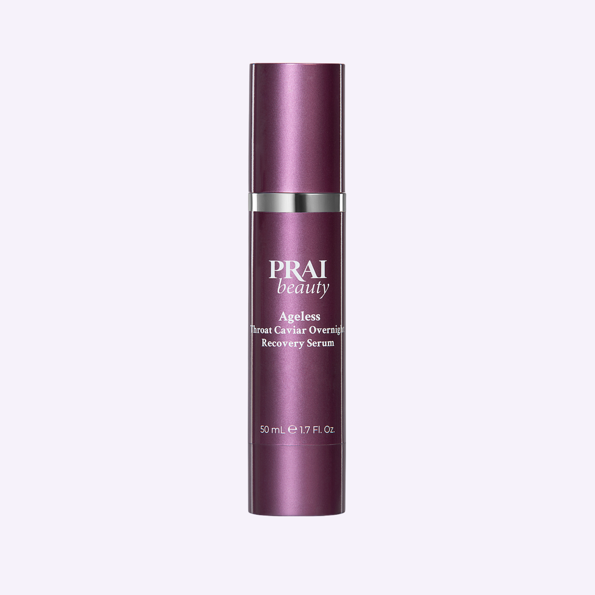 PRAI Beauty Ageless throat caviar overnight recovery serum in purple tube bottle