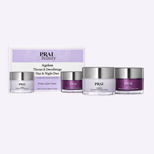 Ageless throat & décolletage day/night set with purple cream jars