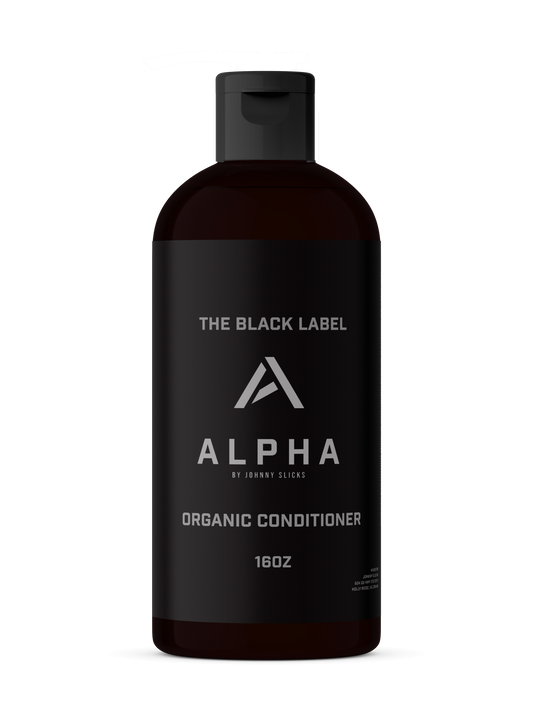 Alpha organic conditioner bottle, black pump, The Black Label by Johnny Slicks