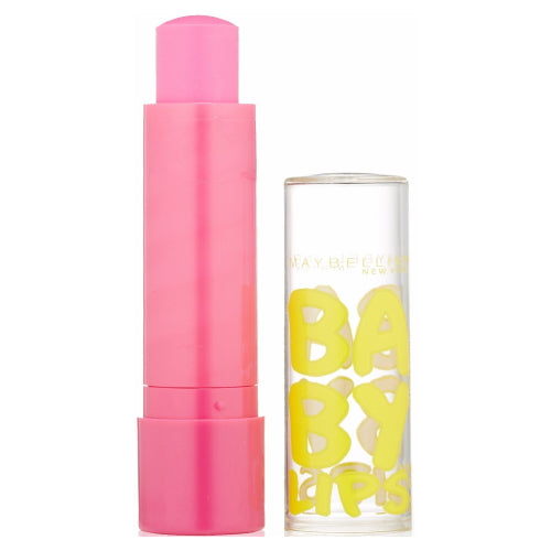 Baby Lips moisturizing lip balm in pink tube with clear container