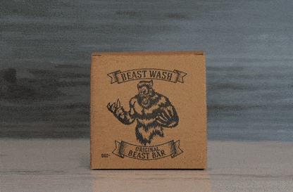 Kraft bar soap box with beast logo and “Original Beast Bar” text