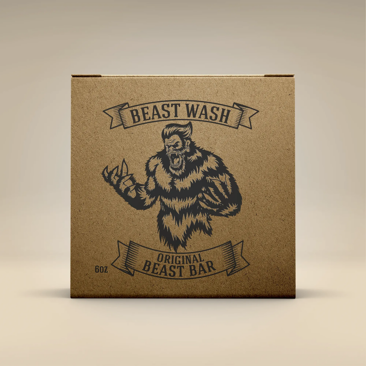 Natural bar soap in kraft paper box with roaring beast logo and “Original” label