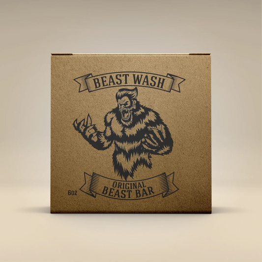 Natural bar soap in kraft paper box with roaring beast logo and “Original” label