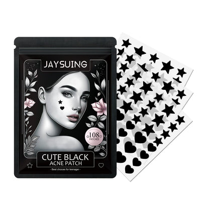 Cute black acne patch pouch with star and heart patch sheets