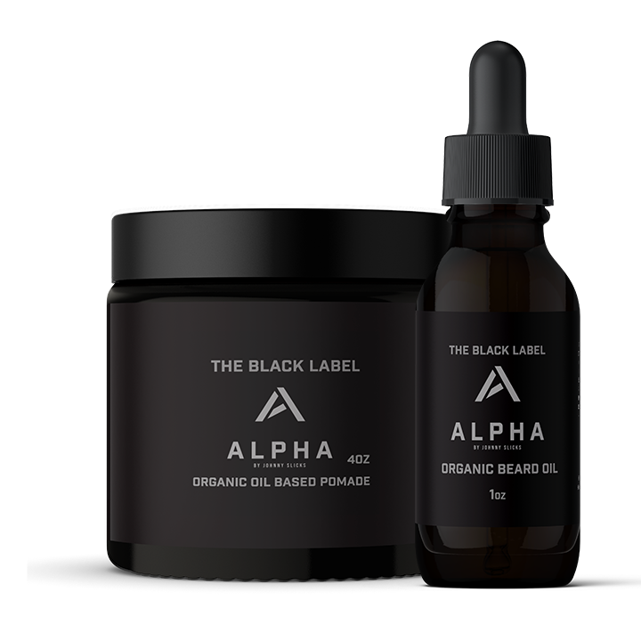 Beard grooming set: Black Label Alpha pomade and beard oil, 4oz and 1oz