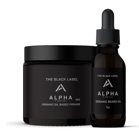 Beard grooming set: Black Label Alpha pomade and beard oil, 4oz and 1oz