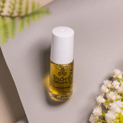 TruSelf ORGANICS blemish remedy spot treatment bottle with white cap.