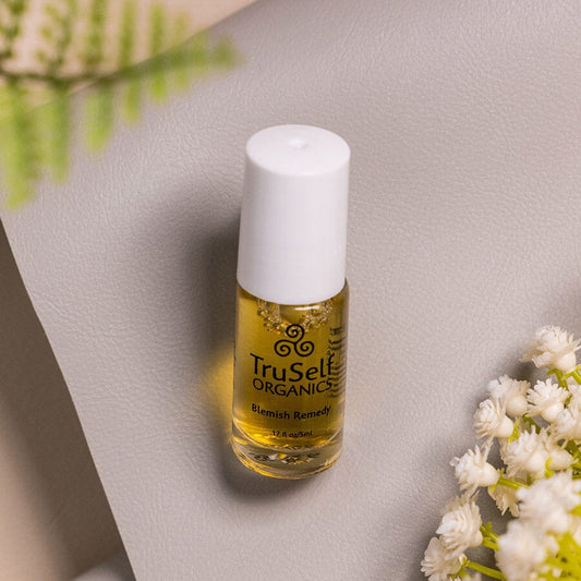 TruSelf ORGANICS blemish remedy spot treatment bottle with white cap.