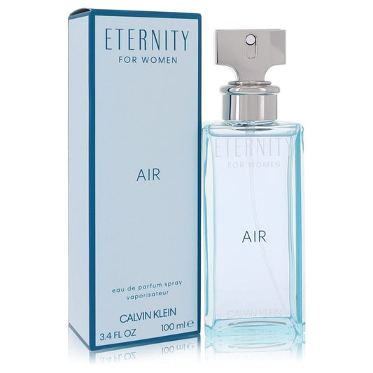 Eternity Air Eau de Parfum for Women, clear bottle with silver cap and blue box