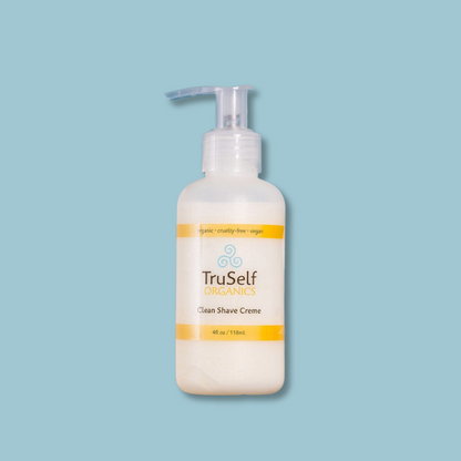 Clean Shave Creme pump bottle with white bottle and clear pump top