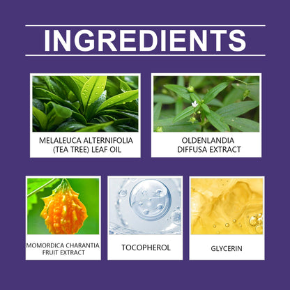 Acne patch ingredient images featuring tea tree oil, glycerin, and extracts