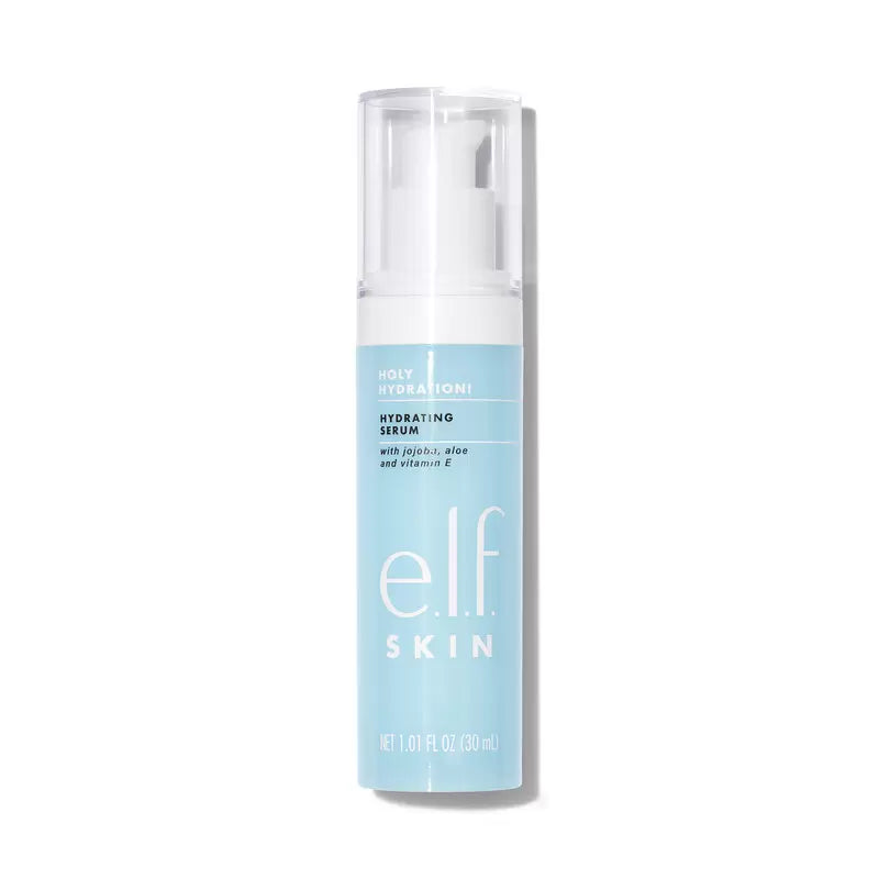 E.L.F. Hydrating Serum in clear pump bottle with blue label, 1.01 fl oz (30 ml)