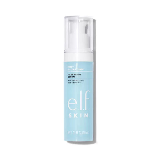 E.L.F. Hydrating Serum in clear pump bottle with blue label, 1.01 fl oz (30 ml)