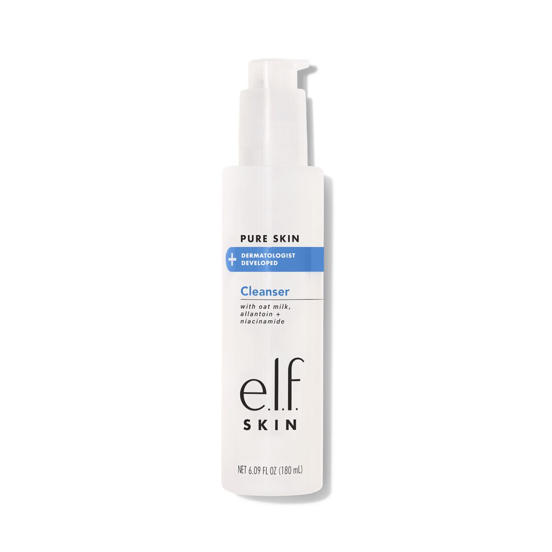 E.L.F. Pure Skin Cleanser pump bottle, white plastic with label front