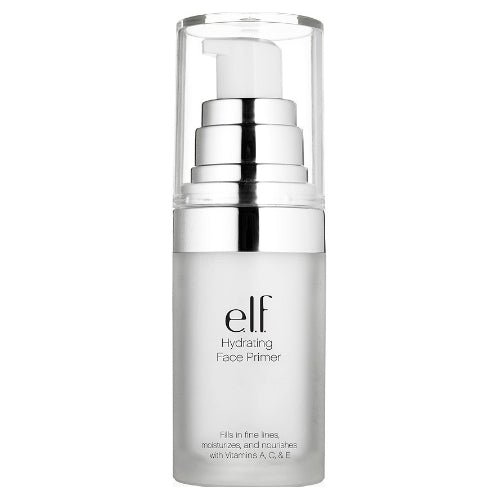 E.L.F. hydrating face primer bottle with clear pump, silver cap