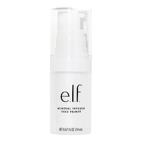 E.L.F. mineral-infused face primer bottle, clear, transparent pump, 14 ml