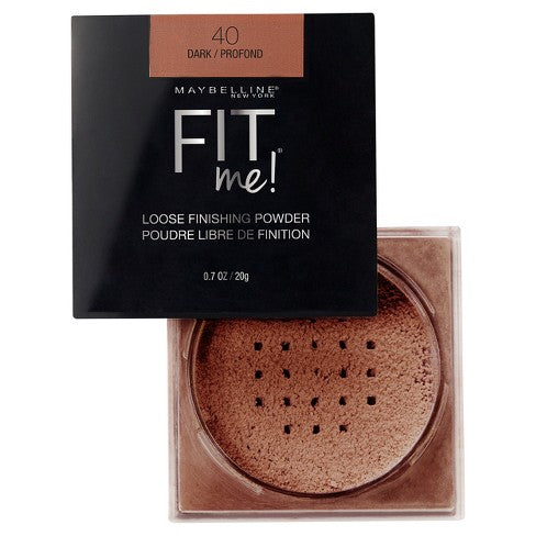 Maybelline Fit Me! loose finishing powder in shade 40, dark compact with powder center