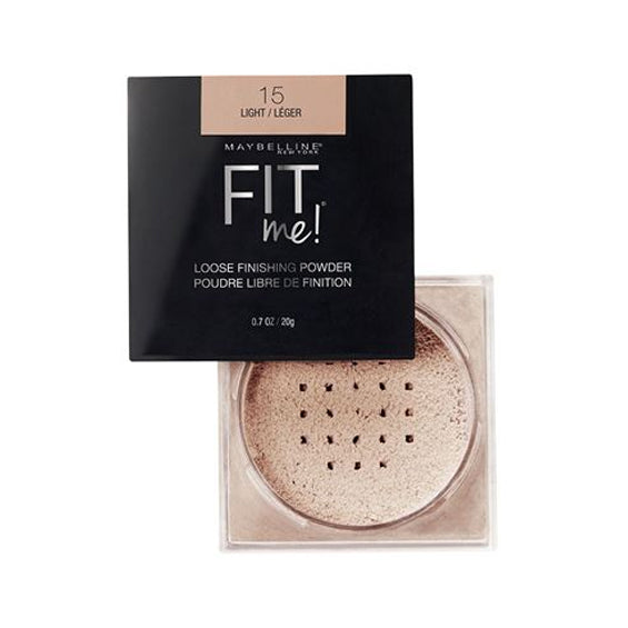 Maybelline Fit Me! loose finishing powder in shade 15, light compact with powder center