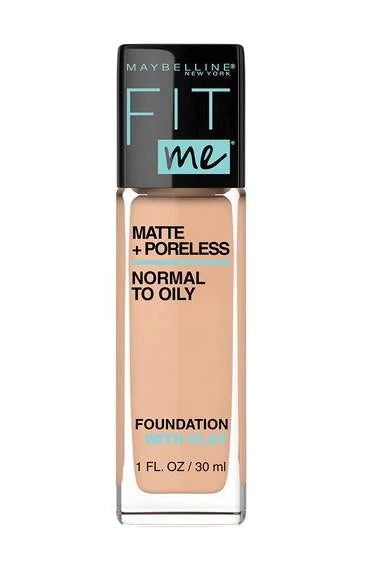 Maybelline Fit Me! matte + poreless foundation bottle, light peach