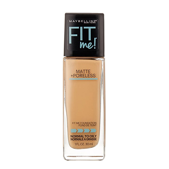 Maybelline Fit Me! matte + poreless foundation bottle, medium warm beige