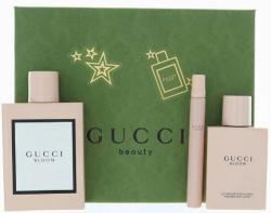 Gucci Bloom perfume gift set with three bottles and a decorated box