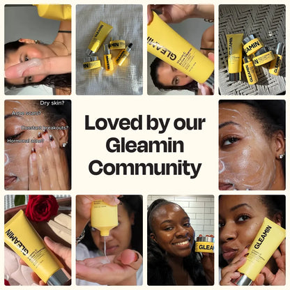 Collage of people applying yellow serum tubes to skin.