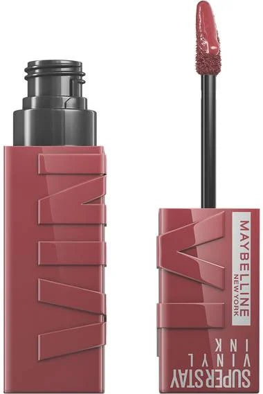 Maybelline Vinyl Ink liquid lipstick in mauve rose with applicator wand.