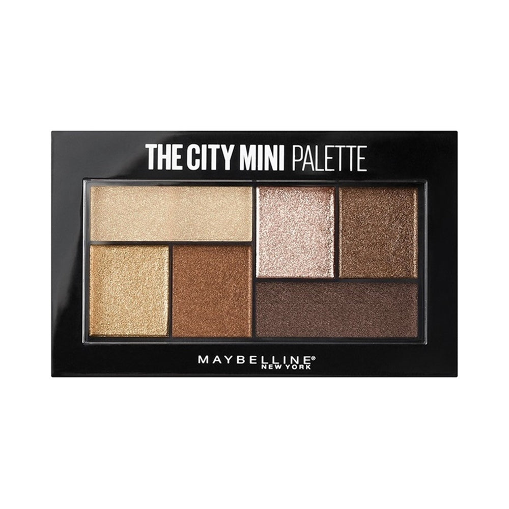 Maybelline City Mini eyeshadow palette with gold, bronze, taupe, brown shimmer