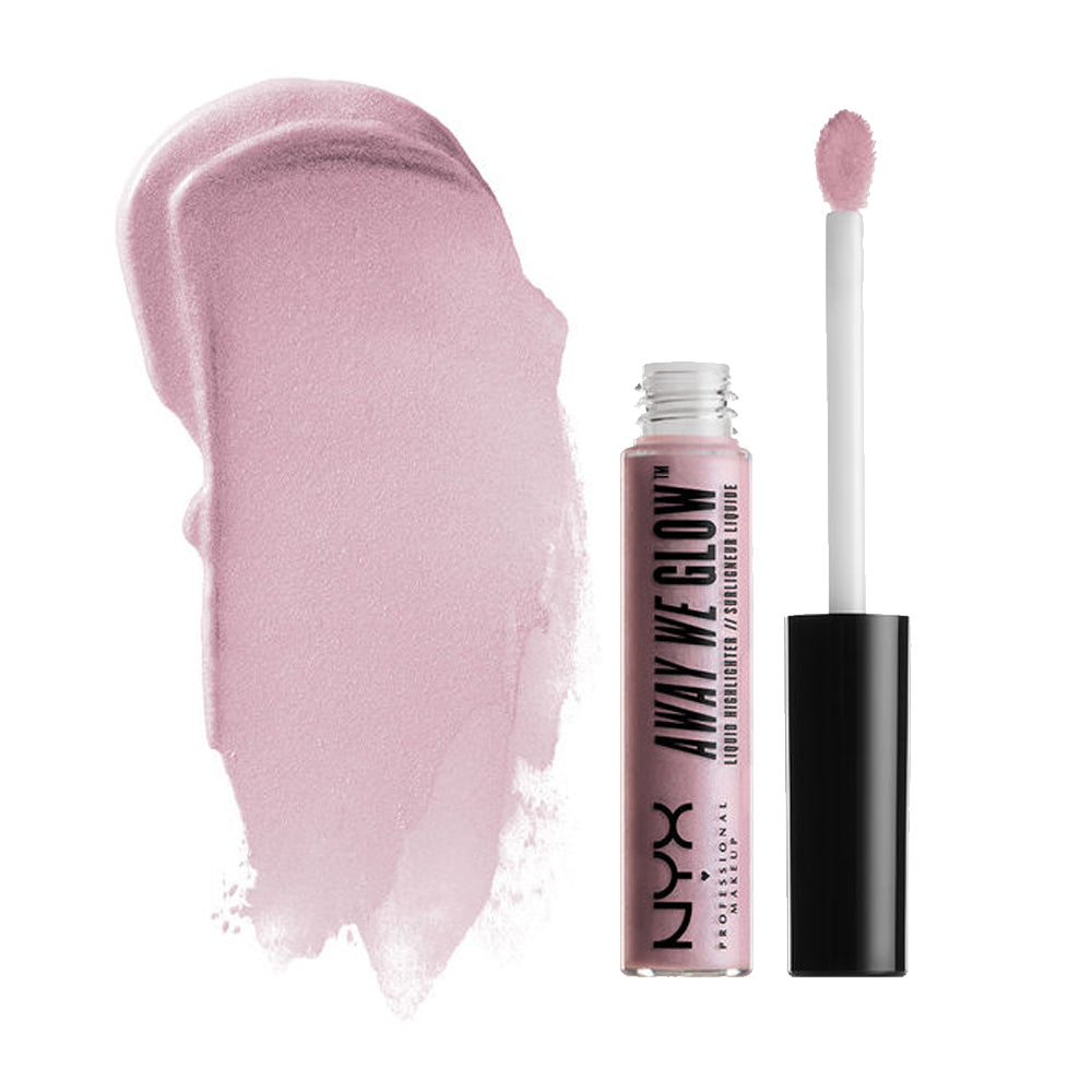 Pink liquid highlighter with doe-foot applicator and clear tube